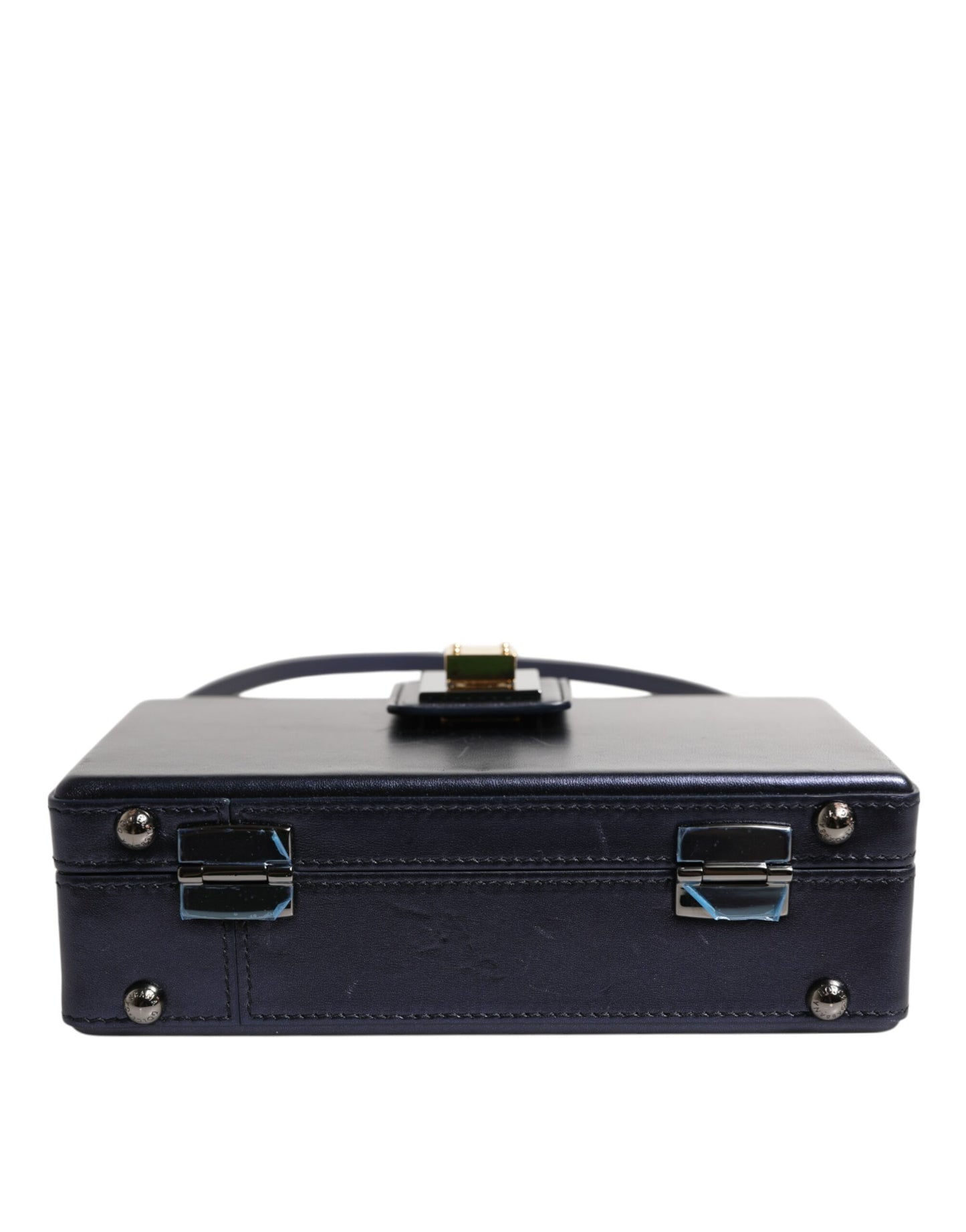 Dolce & Gabbana Blaue DG BOX Umhängetasche aus Lammfell Leder