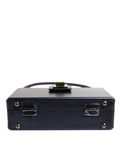 Dolce & Gabbana Blaue DG BOX Umhängetasche aus Lammfell Leder
