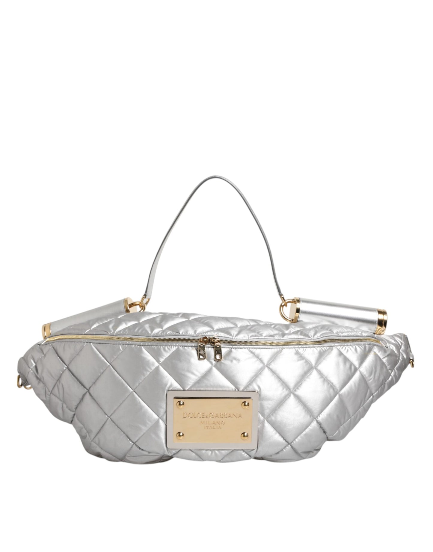Dolce & Gabbana Silberne gesteppte Crossbody-Umhängetasche SICILY Bag – Eleganz für anspruchsvolle Damen