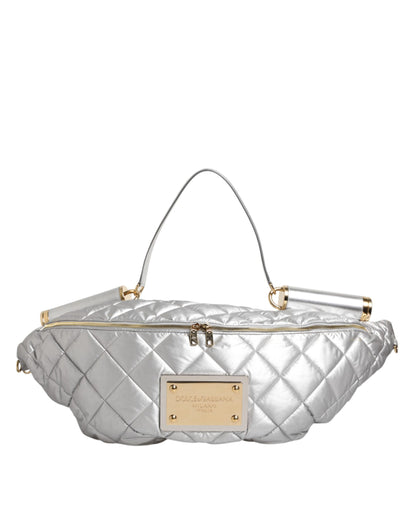 Dolce & Gabbana Silberne gesteppte Crossbody-Umhängetasche SICILY Bag – Eleganz für anspruchsvolle Damen