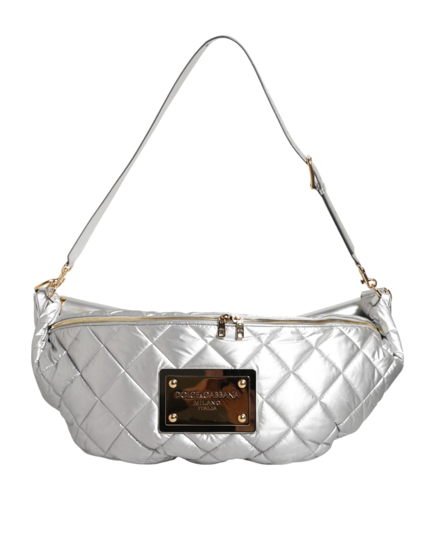 Dolce & Gabbana Silberne gesteppte Crossbody-Umhängetasche SICILY Bag – Eleganz für anspruchsvolle Damen