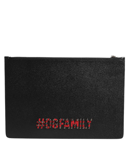 Dolce & Gabbana Schwarze Leder Clutch Pouch Tasche – Eleganz und Stil