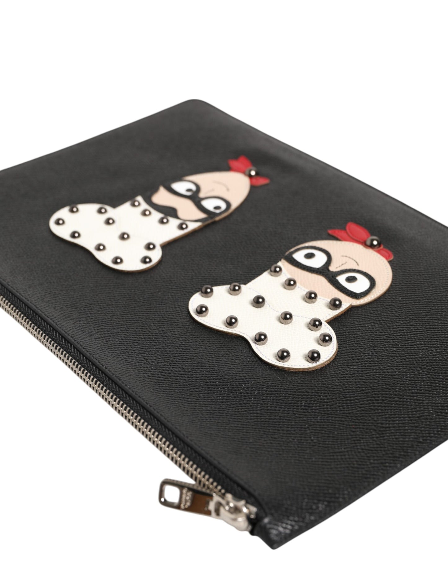 Dolce & Gabbana Schwarze Leder Clutch Pouch Tasche – Eleganz und Stil