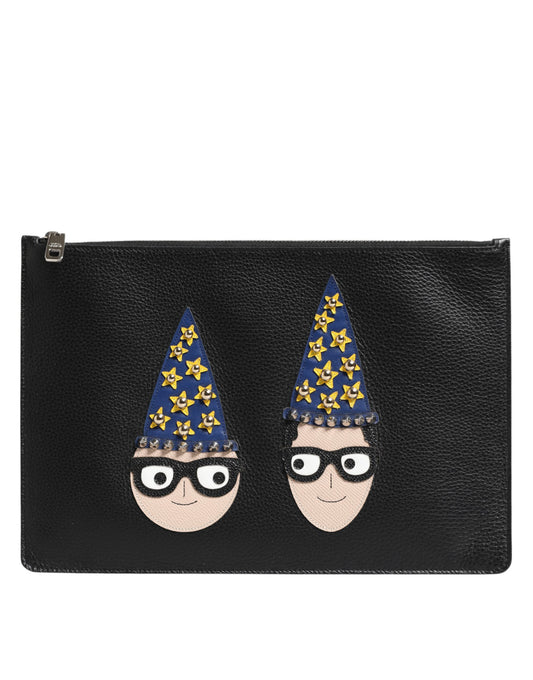 Dolce & Gabbana Schwarze Leder Herren Clutch Pouch Tasche - Eleganz in jedem Detail