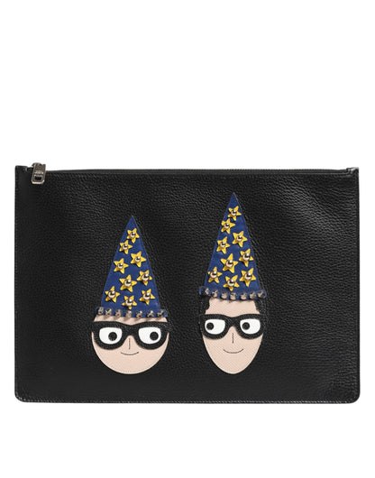 Dolce & Gabbana Schwarze Leder Herren Clutch Pouch Tasche - Eleganz in jedem Detail
