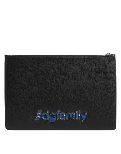 Dolce & Gabbana Schwarze Leder Herren Clutch Pouch Tasche - Eleganz in jedem Detail