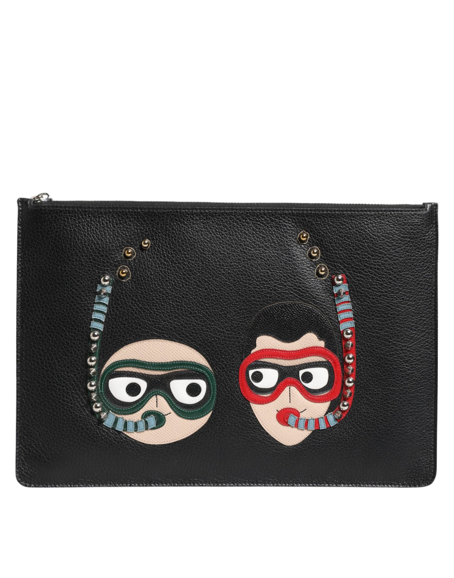 Dolce & Gabbana Schwarzes Leder #DGFAMILY Herren Clutch Pouch Tasche - Exquisite Luxusaccessoires