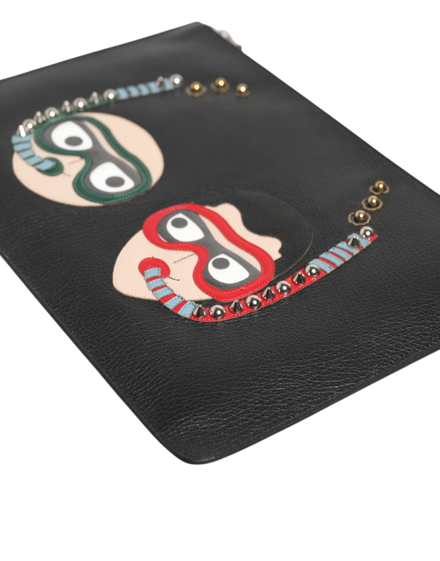 Dolce & Gabbana Schwarzes Leder #DGFAMILY Herren Clutch Pouch Tasche - Exquisite Luxusaccessoires
