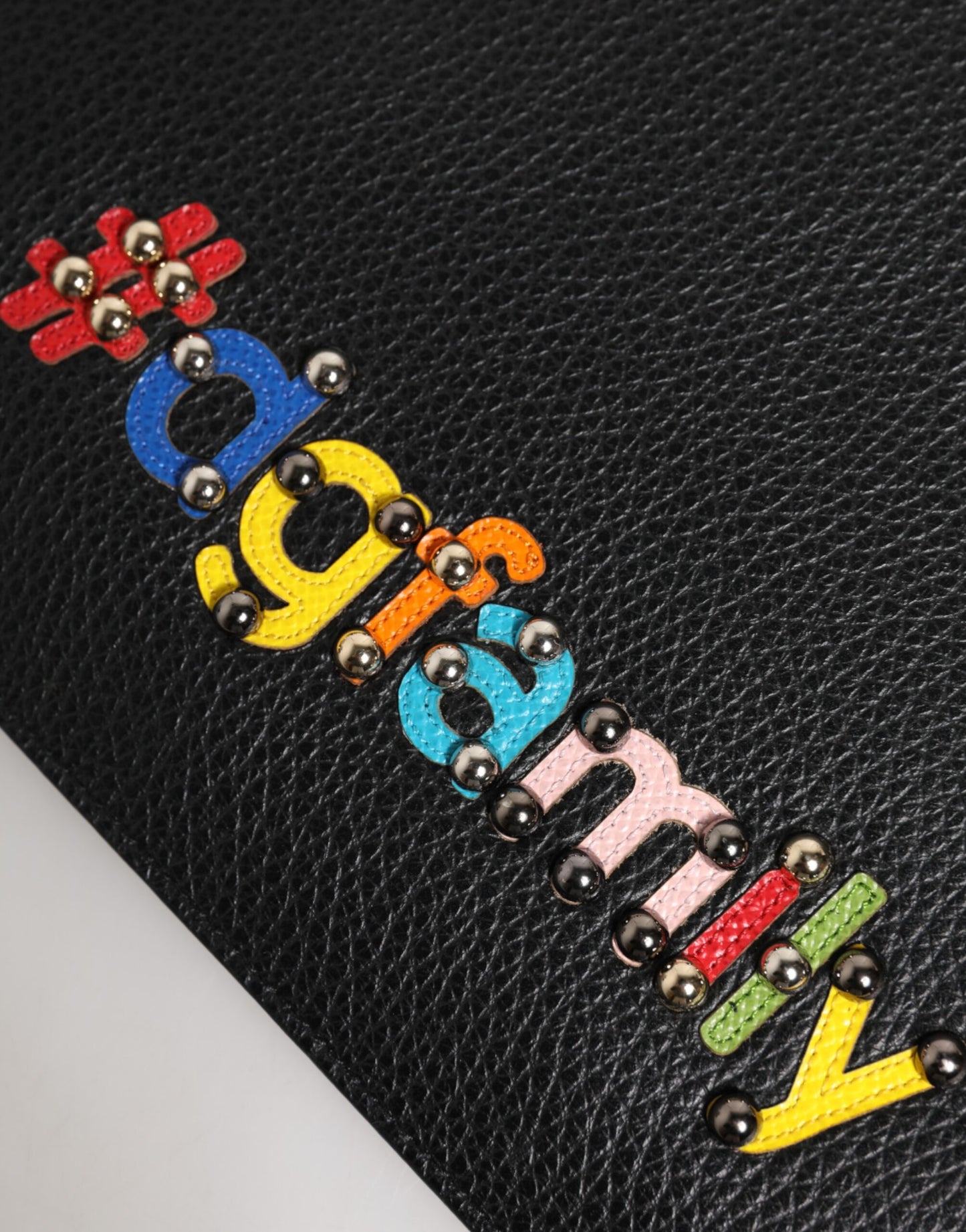 Dolce & Gabbana Schwarzes Leder #DGFAMILY Herren Clutch Pouch Tasche - Exquisite Luxusaccessoires