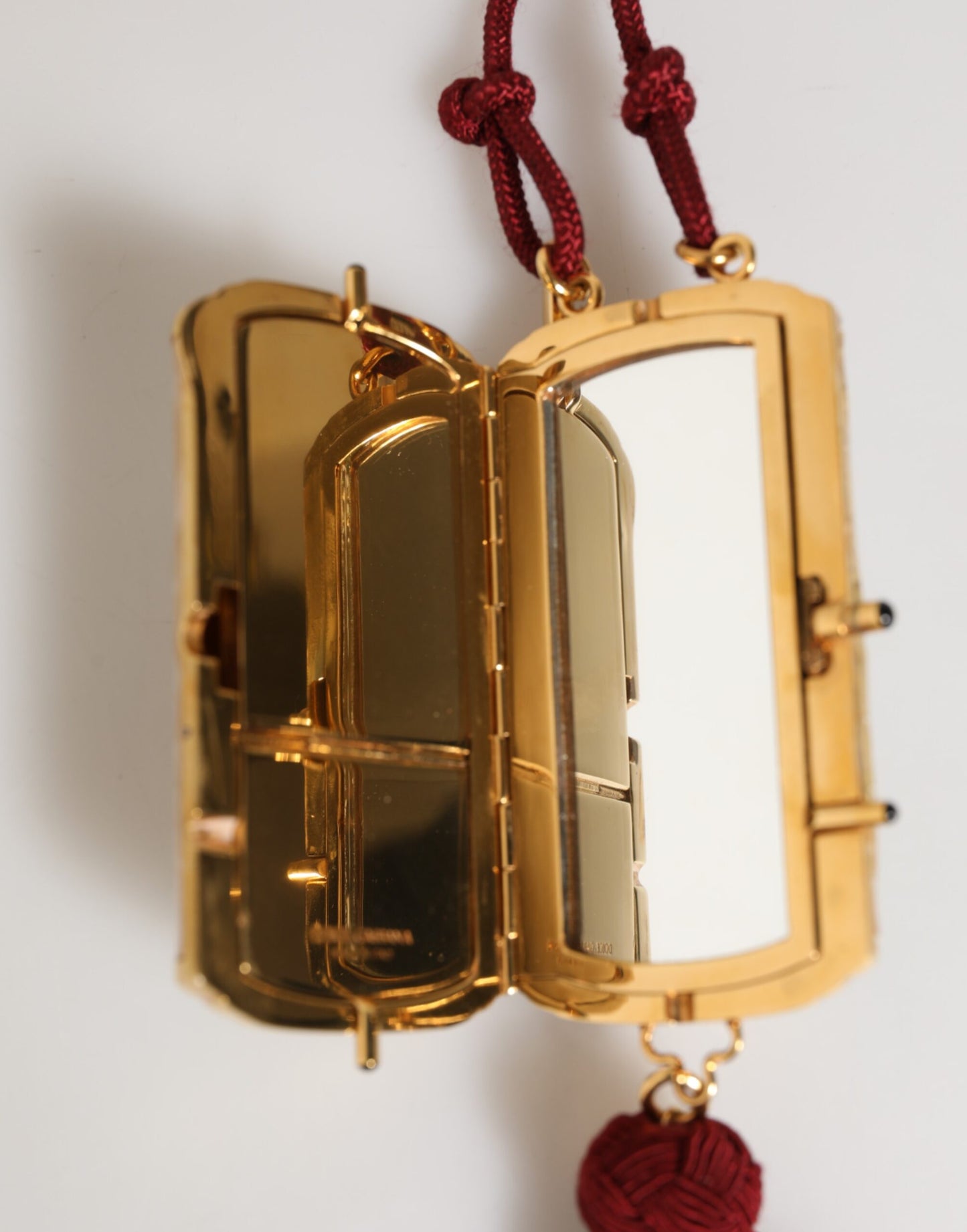 Dolce & Gabbana Weißes Harz Gold Metall Crossbody Mini Geldbeutel Anhänger Tasche