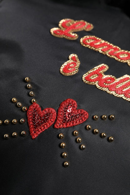Dolce & Gabbana Schwarzes Herz L'Amore Patch verschönert Kinder-Rucksack