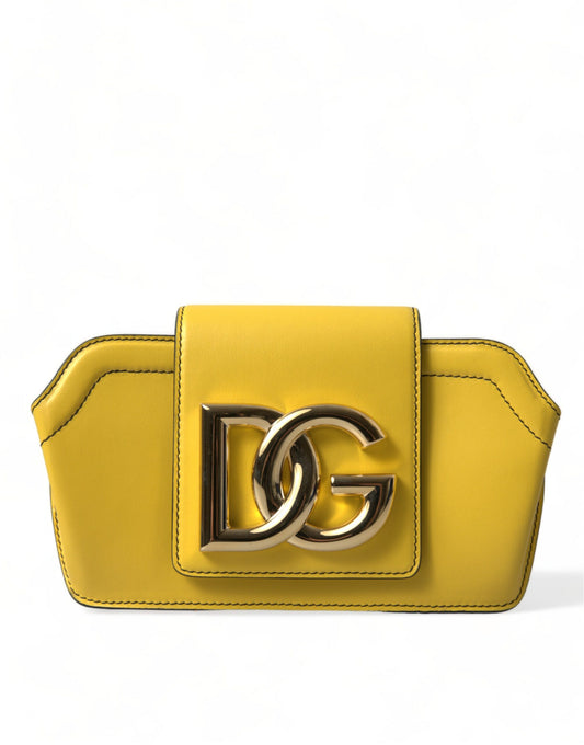 Dolce & Gabbana Gelbes Glattleder DG Logo Clutch Crossbody Tasche – Exquisites Design