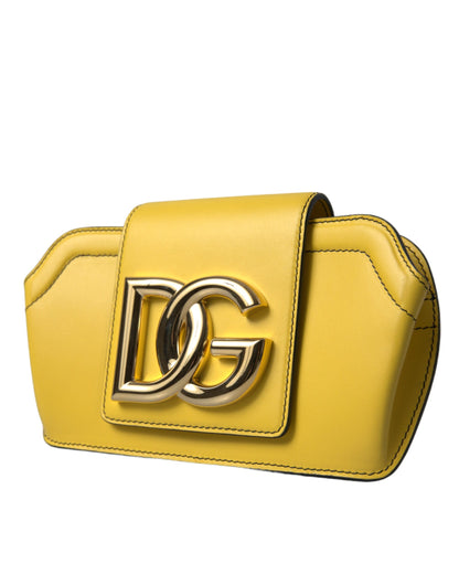 Dolce & Gabbana Gelbes Glattleder DG Logo Clutch Crossbody Tasche – Exquisites Design
