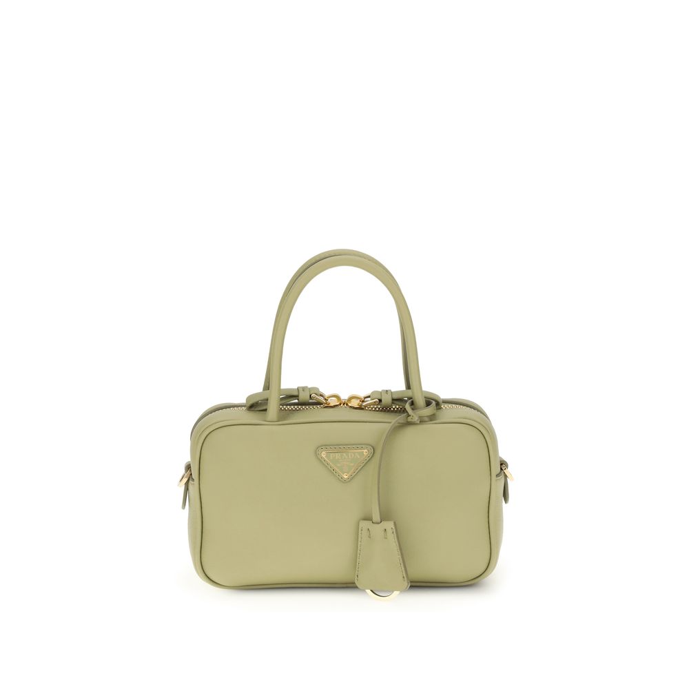 Prada Grüne Kalbshaut Bos Taurus Handtasche – Eleganz und Funktionalität vereint