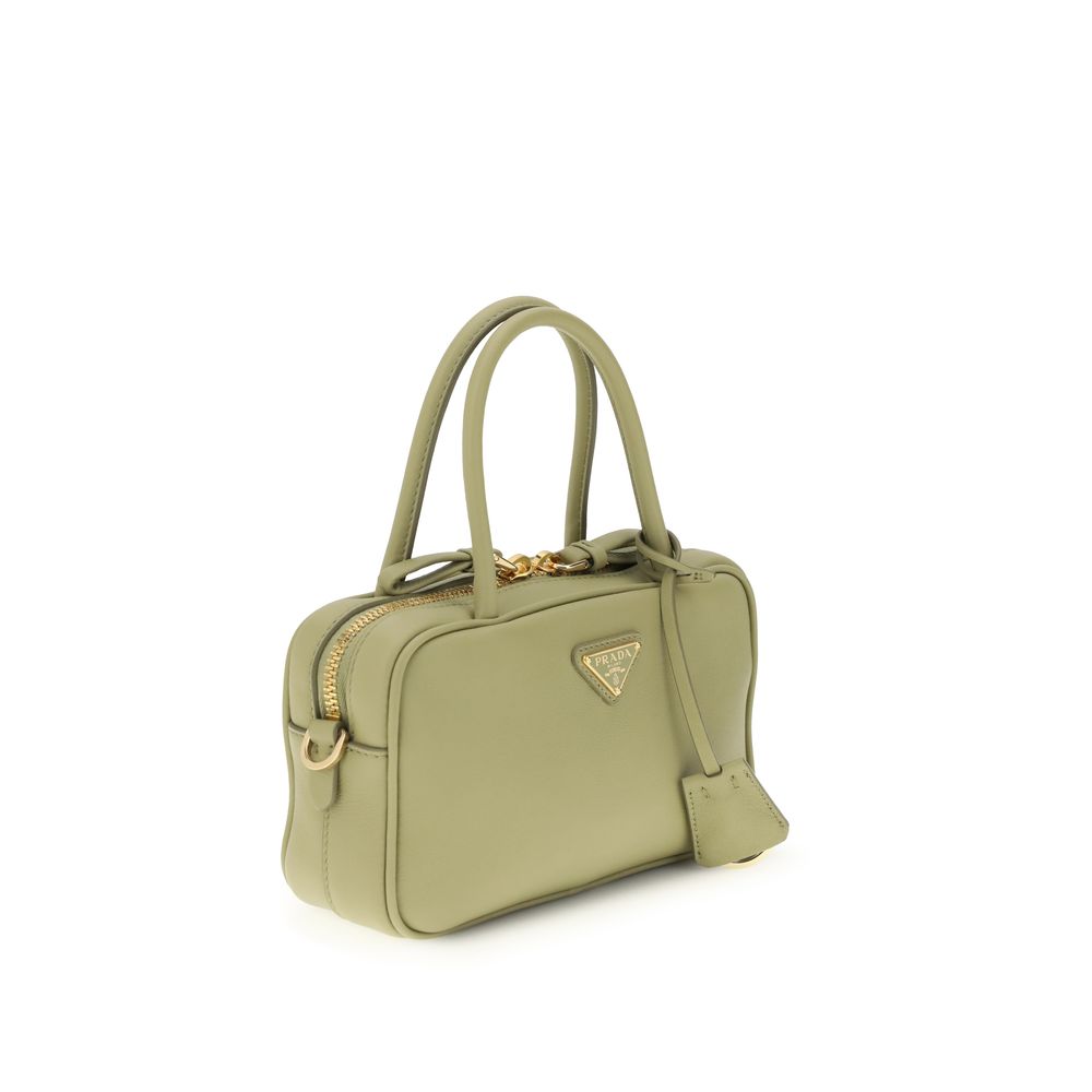 Prada Grüne Kalbshaut Bos Taurus Handtasche – Eleganz und Funktionalität vereint