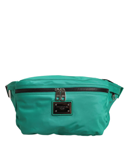 Dolce & Gabbana Herren-Gürteltasche aus Nylon mit Logo-Plakette in Grün