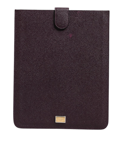 Dolce & Gabbana Dunkelbraune Leder-Tablet-Hülle mit Logo-Plakette