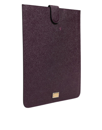 Dolce & Gabbana Dunkelbraune Leder-Tablet-Hülle mit Logo-Plakette