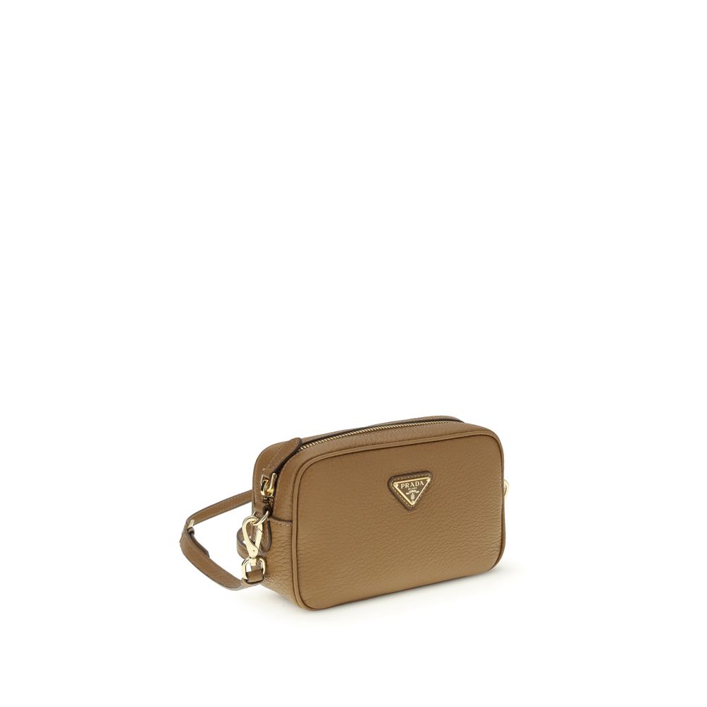 Prada Beigefarbene Kalbshaut Bos Taurus Mini Schultertasche – Eleganz für Jeden Tag
