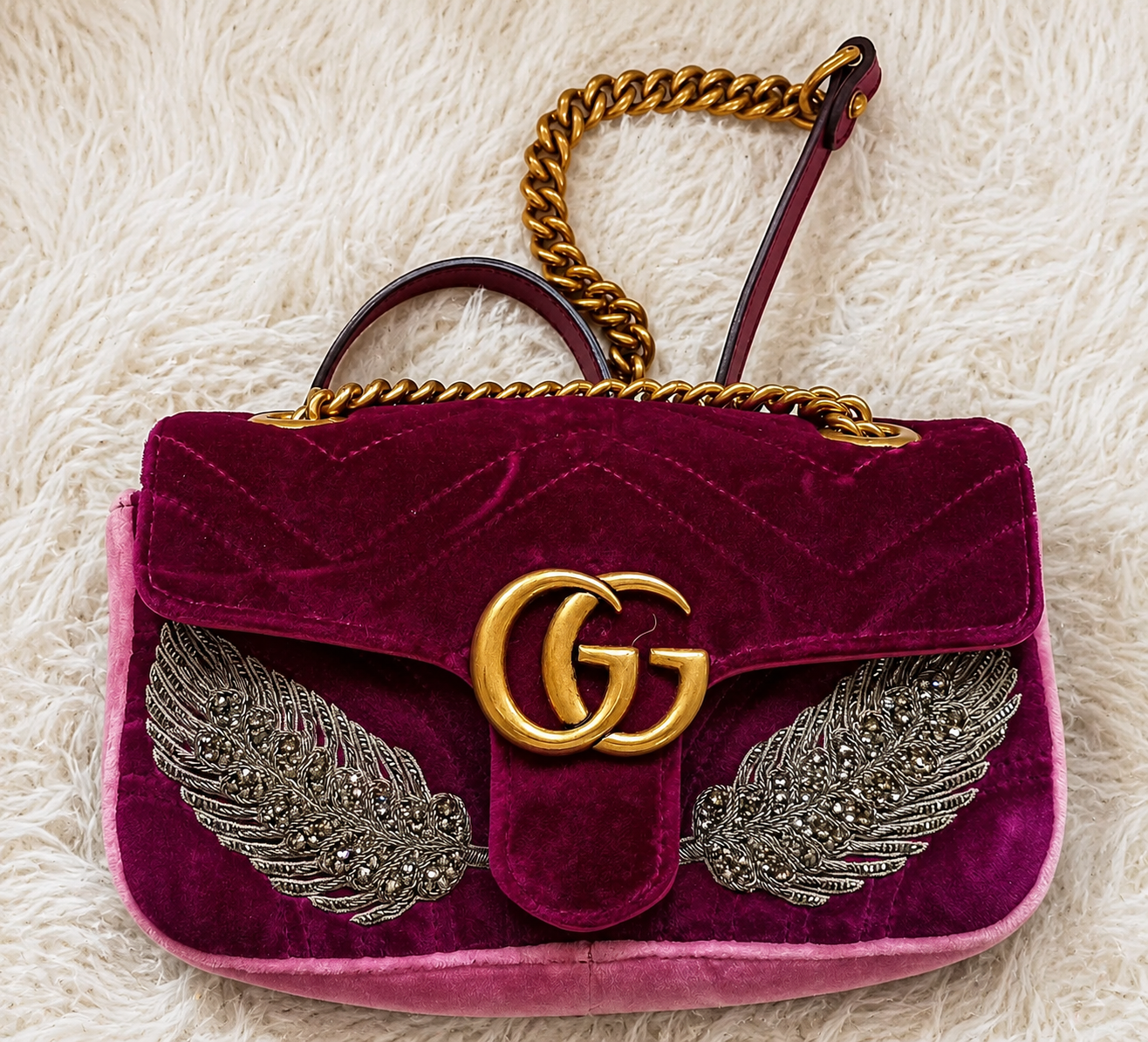 Gucci Marmont Flap Limited Swarovski Crystal Edition - Violetter Samt Luxus