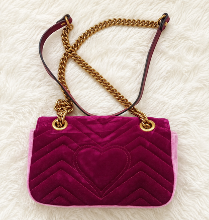 Gucci Marmont Flap Limited Swarovski Crystal Edition - Violetter Samt Luxus