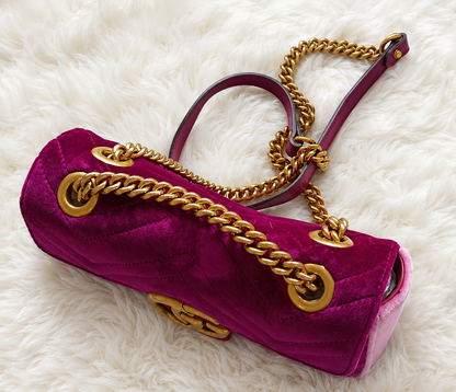 Gucci Marmont Flap Limited Swarovski Crystal Edition - Violetter Samt Luxus