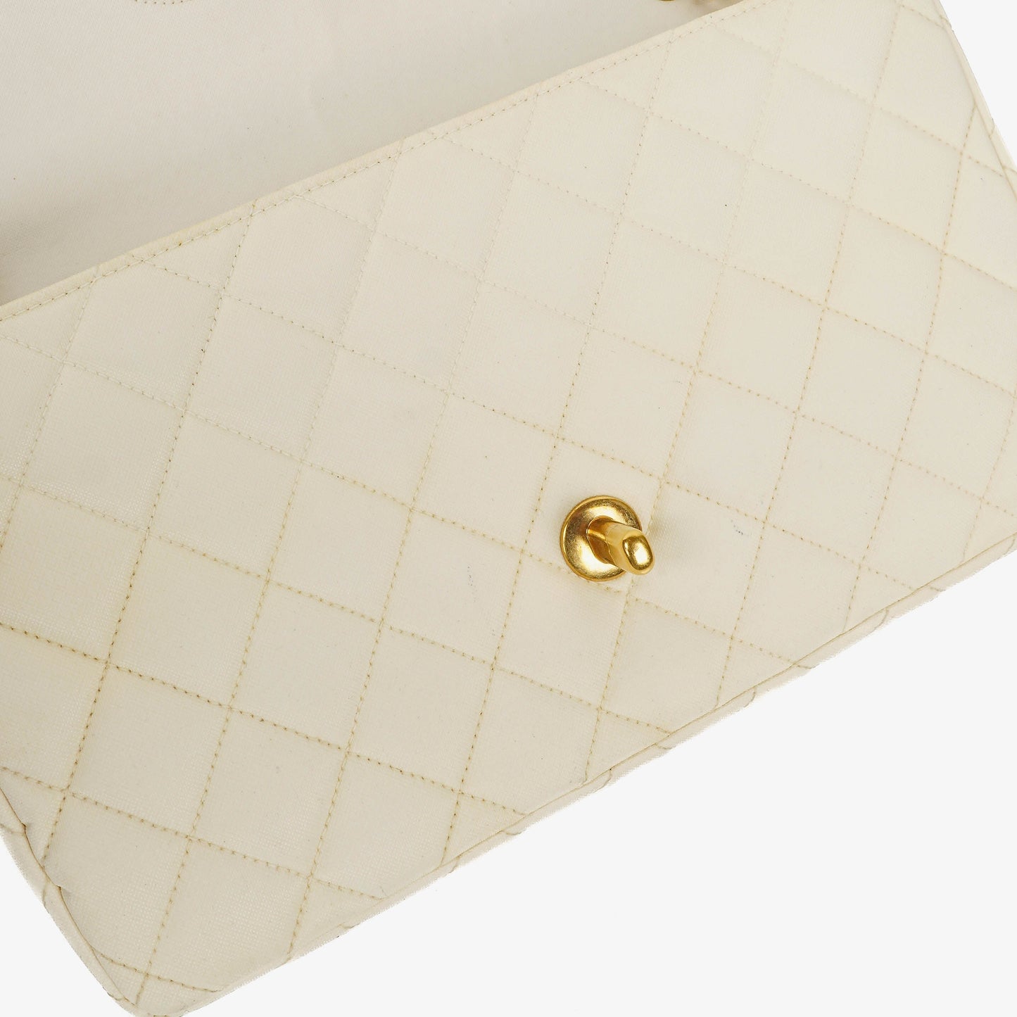 Chanel Medium Classic Single Flap Tasche aus weißem Stoff mit 24K vergoldeter Hardware