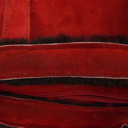 Chanel rote Handtasche aus Wildleder und Lammfell