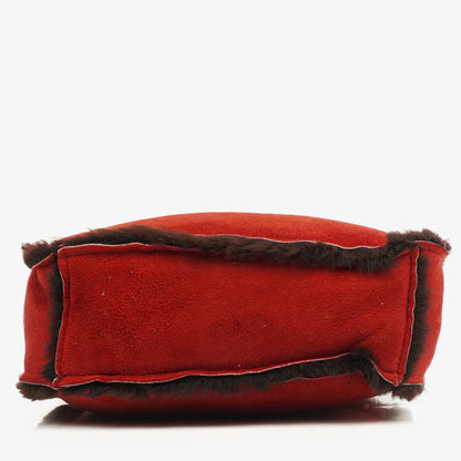 Chanel rote Handtasche aus Wildleder und Lammfell