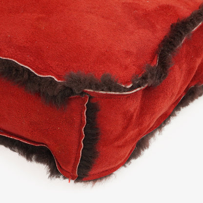 Chanel rote Handtasche aus Wildleder und Lammfell