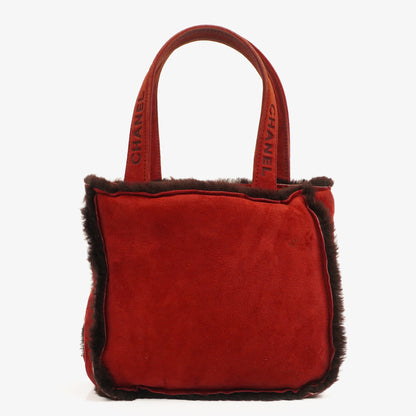 Chanel rote Handtasche aus Wildleder und Lammfell