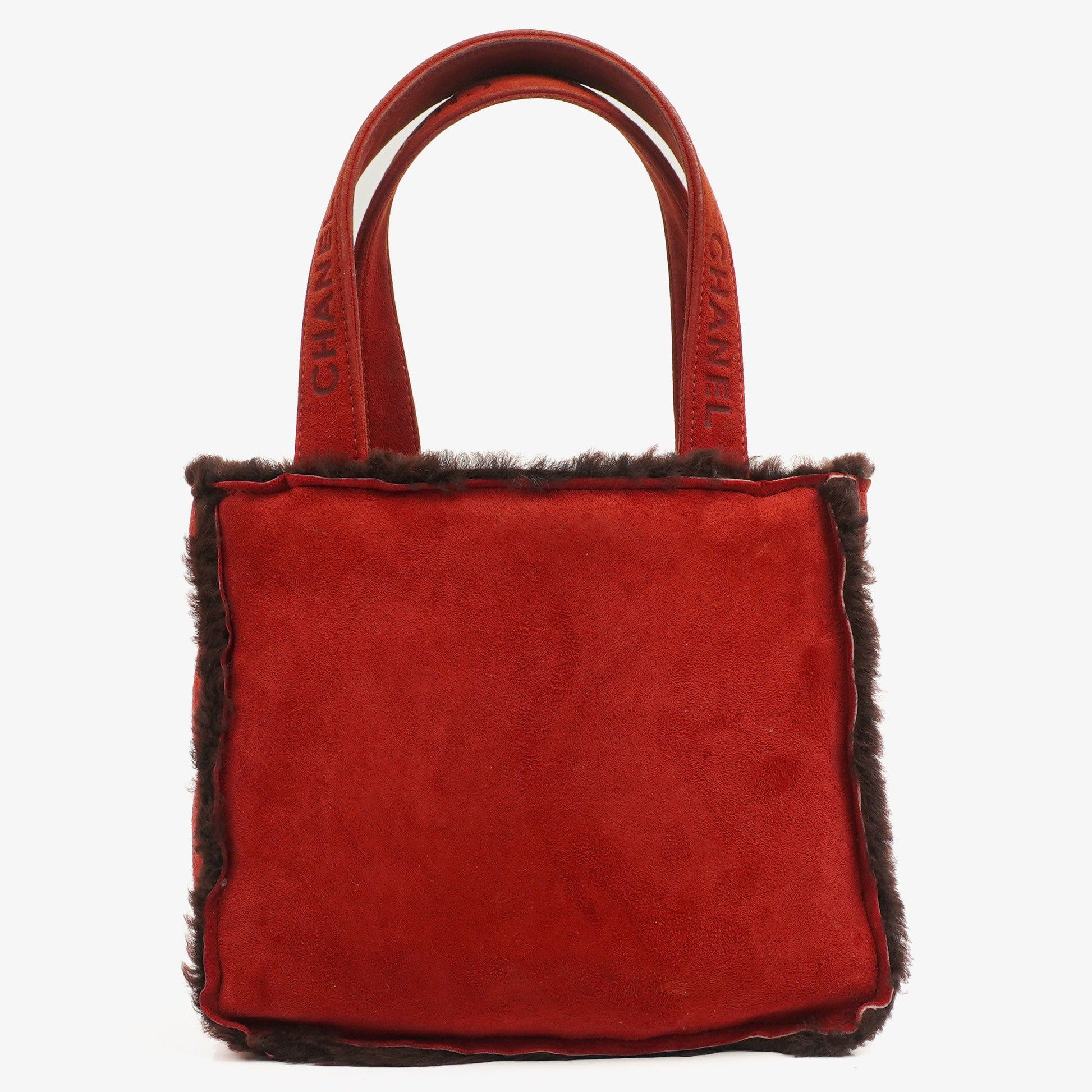 Chanel rote Handtasche aus Wildleder und Lammfell