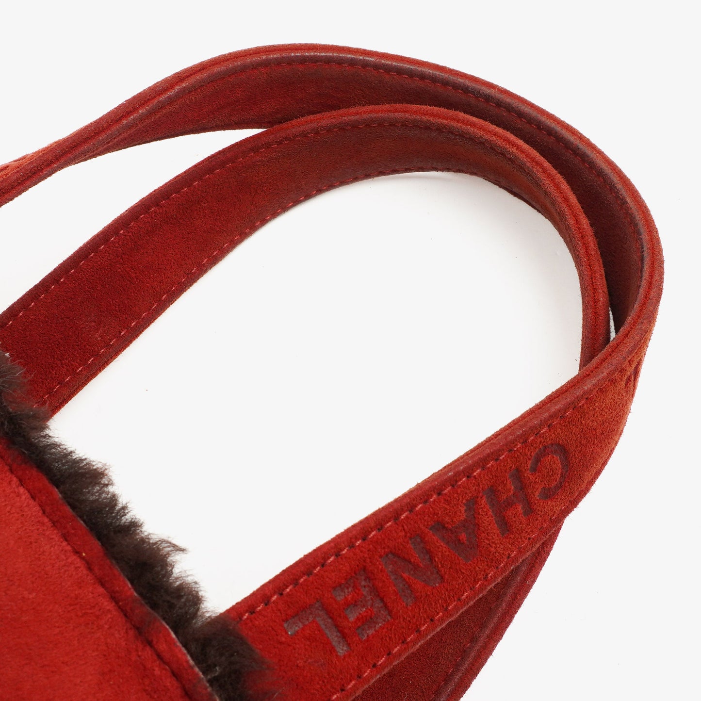 Chanel rote Handtasche aus Wildleder und Lammfell