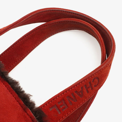 Chanel rote Handtasche aus Wildleder und Lammfell