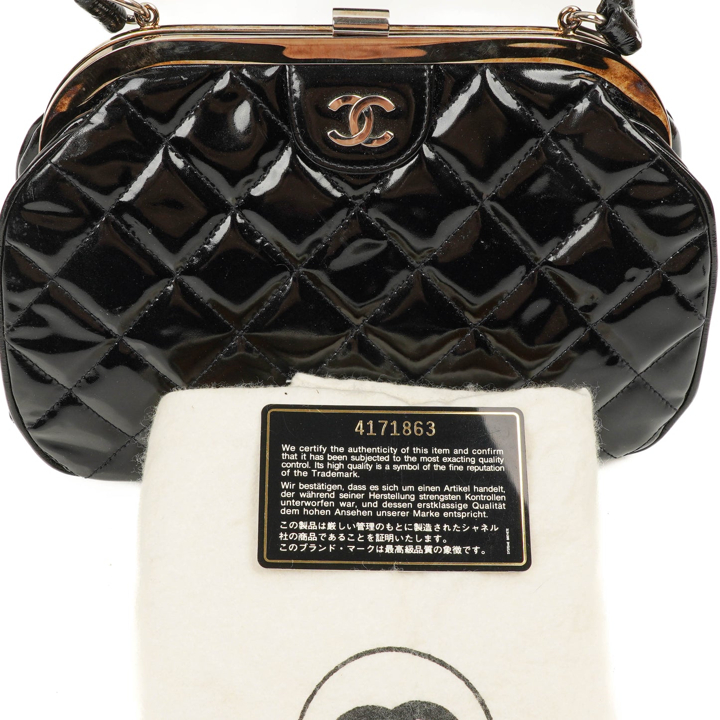 Chanel Vintage Top Handle Tasche im Kelly-Stil aus schwarzem gestepptem Lammleder, 1996-1997