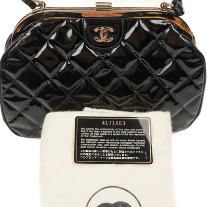 Chanel Vintage Top Handle Tasche im Kelly-Stil aus schwarzem gestepptem Lammleder, 1996-1997