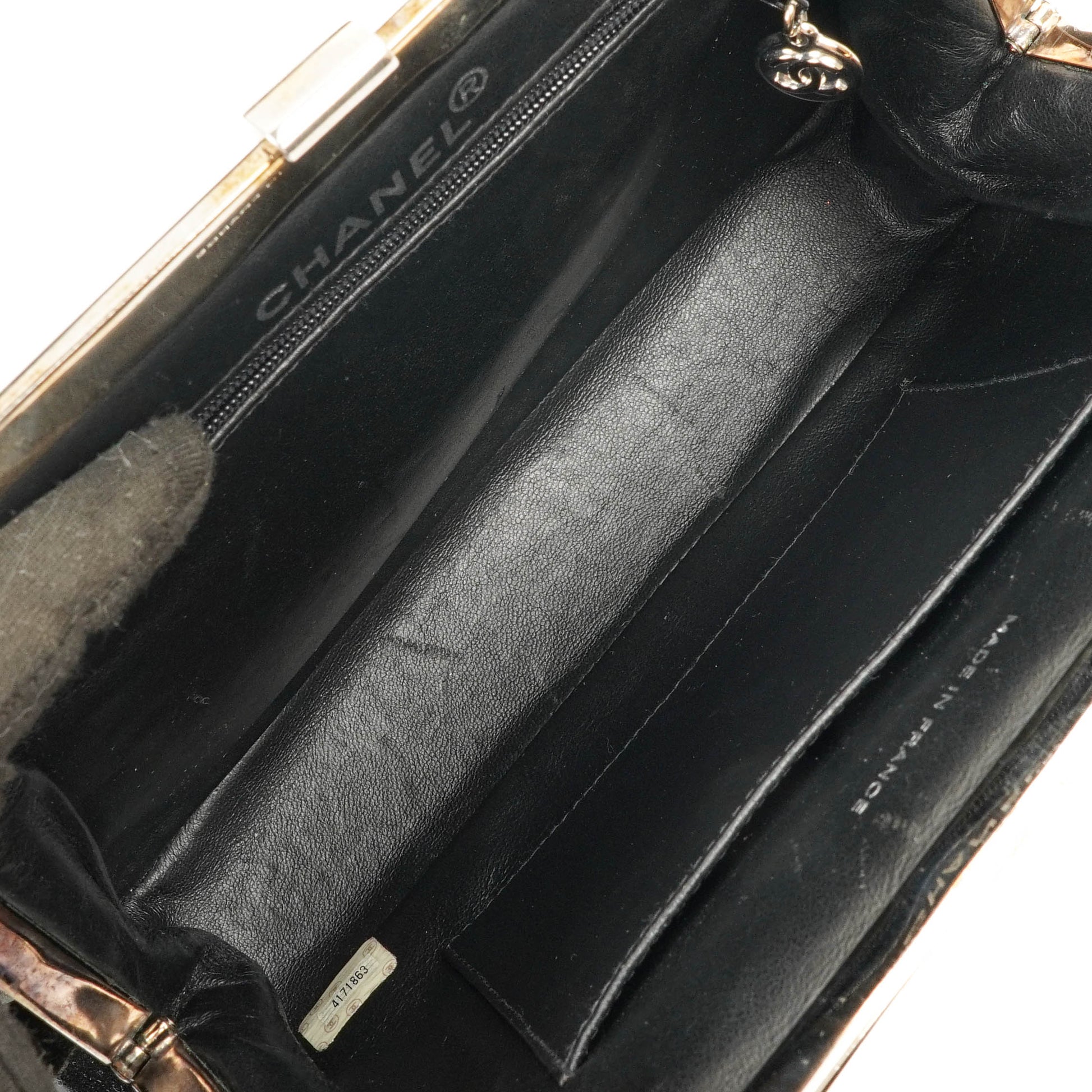 Chanel Vintage Top Handle Tasche im Kelly-Stil aus schwarzem gestepptem Lammleder, 1996-1997