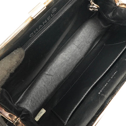 Chanel Vintage Top Handle Tasche im Kelly-Stil aus schwarzem gestepptem Lammleder, 1996-1997
