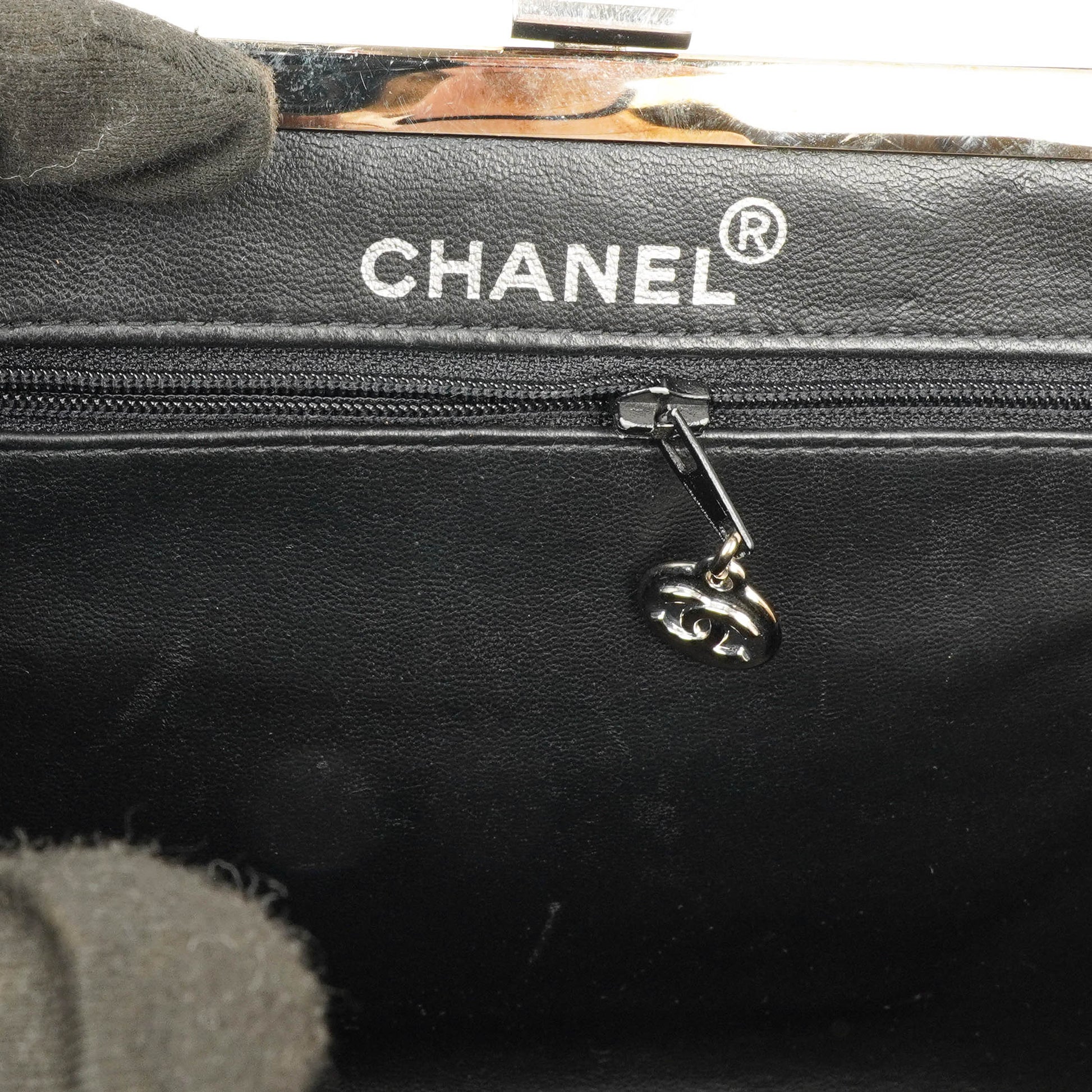 Chanel Vintage Top Handle Tasche im Kelly-Stil aus schwarzem gestepptem Lammleder, 1996-1997