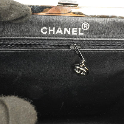 Chanel Vintage Top Handle Tasche im Kelly-Stil aus schwarzem gestepptem Lammleder, 1996-1997