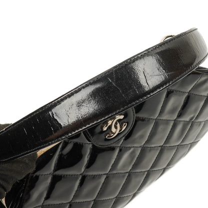 Chanel Vintage Top Handle Tasche im Kelly-Stil aus schwarzem gestepptem Lammleder, 1996-1997