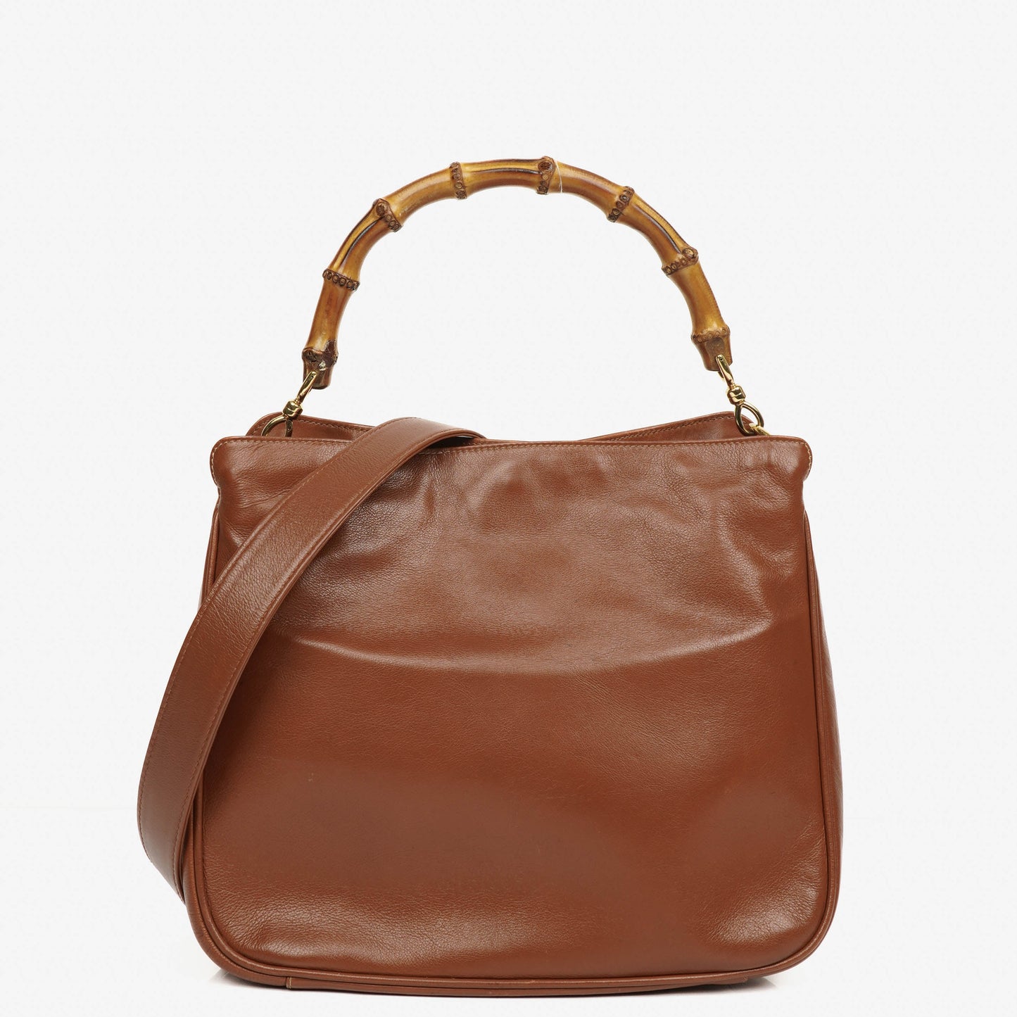 Gucci Bamboo Top Handle Hobo Bag aus braunem Leder