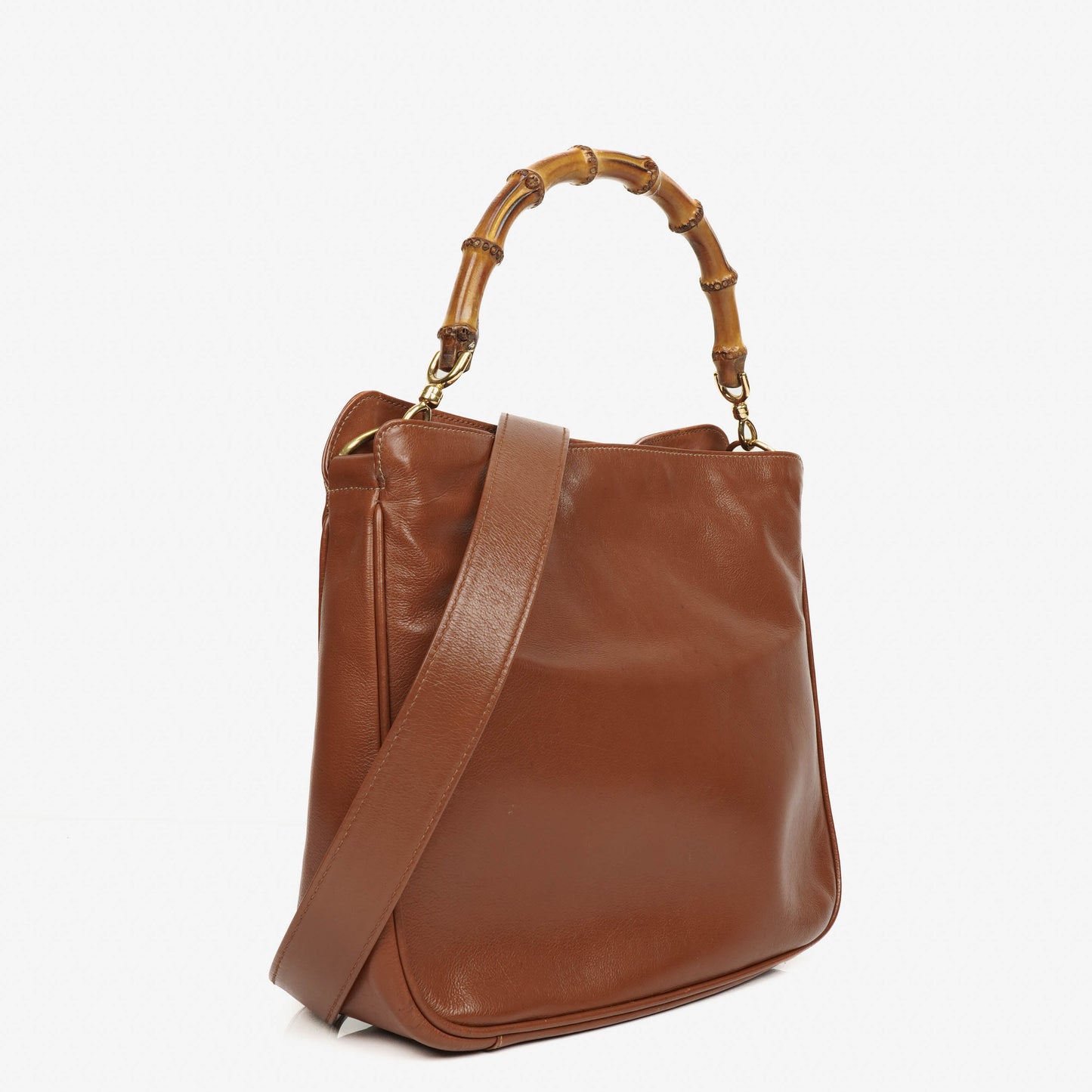 Gucci Bamboo Top Handle Hobo Bag aus braunem Leder