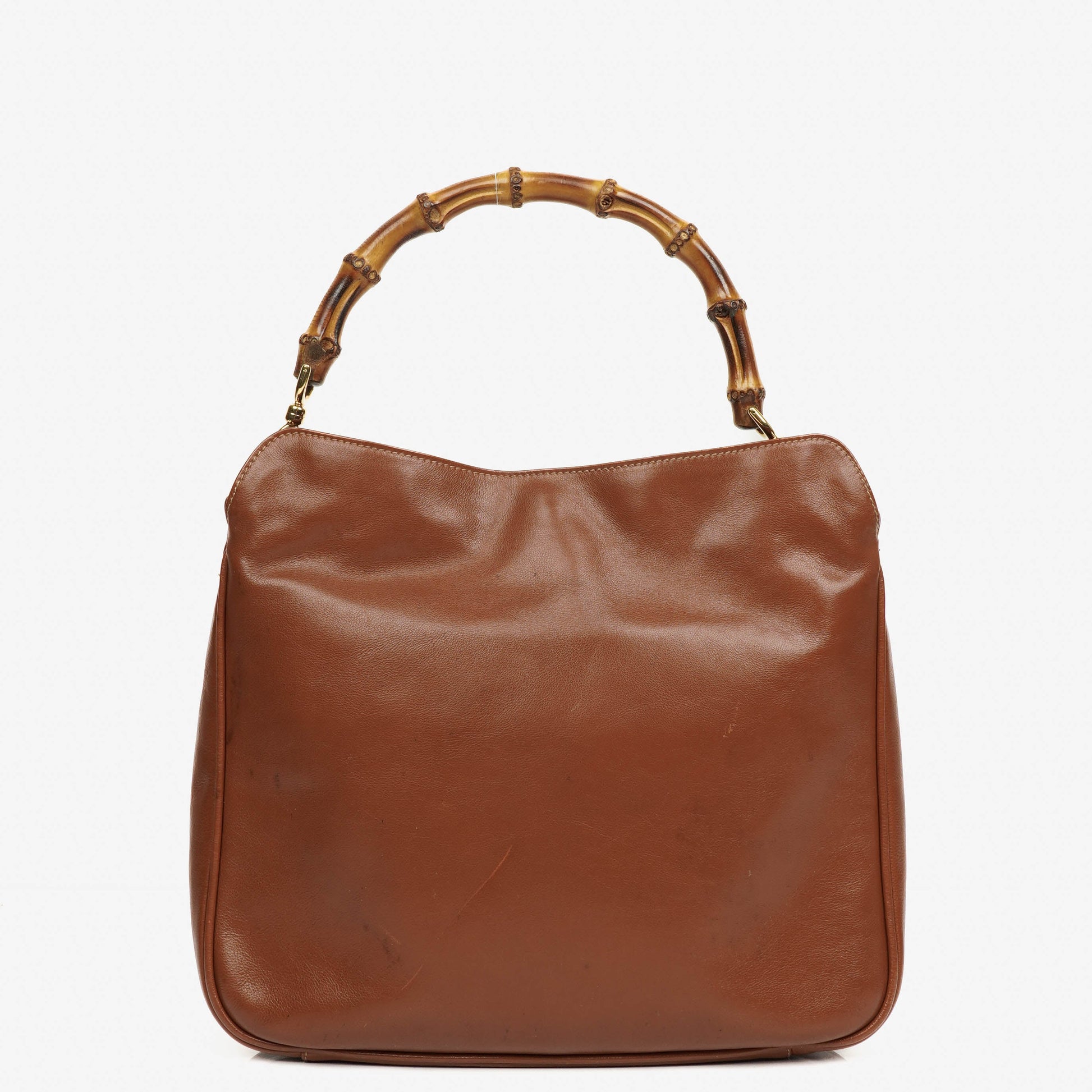 Gucci Bamboo Top Handle Hobo Bag aus braunem Leder