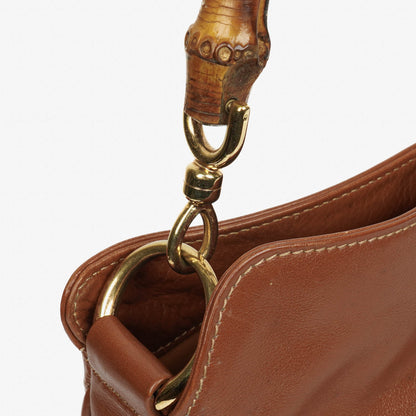 Gucci Bamboo Top Handle Hobo Bag aus braunem Leder