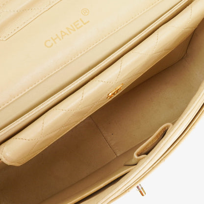 Chanel Classic Single Flap Tasche aus gestepptem Lammleder in Neutral Beige mit 24K vergoldeter Hardware