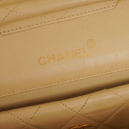 Chanel Classic Single Flap Tasche aus gestepptem Lammleder in Neutral Beige mit 24K vergoldeter Hardware