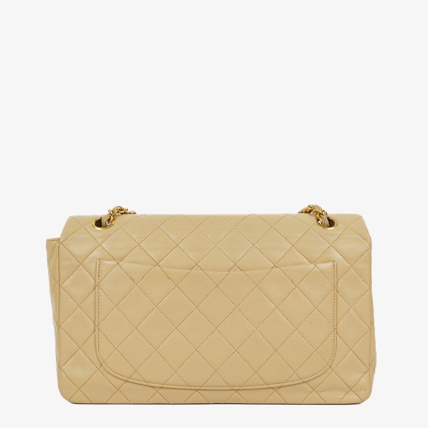 Chanel Classic Single Flap Tasche aus gestepptem Lammleder in Neutral Beige mit 24K vergoldeter Hardware