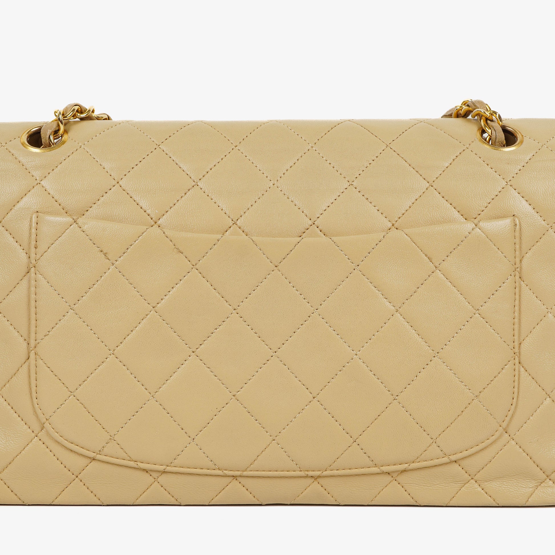 Chanel Classic Single Flap Tasche aus gestepptem Lammleder in Neutral Beige mit 24K vergoldeter Hardware