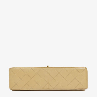 Chanel Classic Single Flap Tasche aus gestepptem Lammleder in Neutral Beige mit 24K vergoldeter Hardware